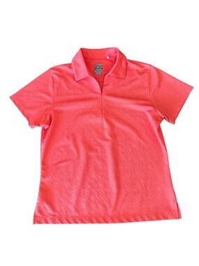 Page & Tuttle Coral Short Sleeve Polo Top Medium